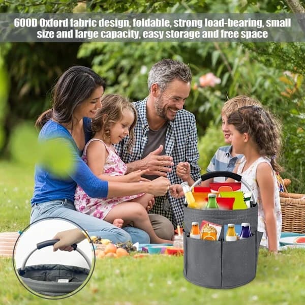 (pow yeah!) Cleaning Basket with Handle, Foldable Multi-Pocket Tool Bag, Carry Bag Suitable for Home and Garden