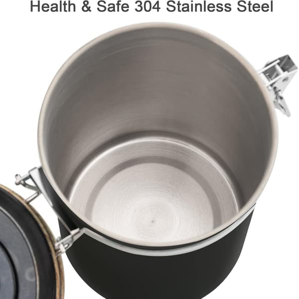 1500/1800ml Kaffebeholder Rustfritt Stål Lufttett Oppbevaringsboks Matlagring med Skje