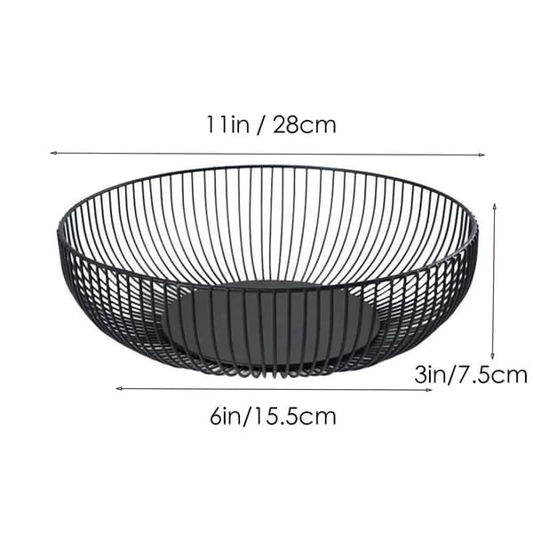 Frugtskål Sort Mat, 28x8cm Stor Frugtkurv Sort, Metal, Rund, Moderne, Lav Jernfrugtkurv