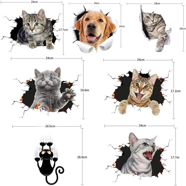 Sød kat bilmærkat 3D bilskrabe okklusion sød bilmærkat C