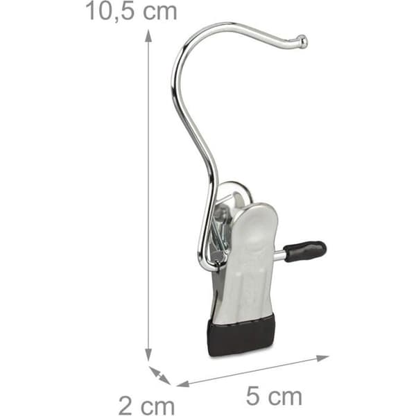 Galgeklämmor/hängkrokar - PZCC - 20-pack - Förkromad metall & gummi - 10,5x5x2 cm - 360° vridbar