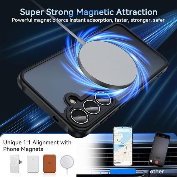 Booling Deksel til Samsung Galaxy S25 FE med Magnetisk Ring & Linsebeskyttelse[JUN] Svart Svart