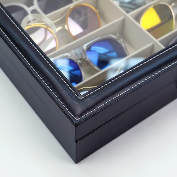 Slot Brille Opbevaringsboks Display Case Organizer PU Læder