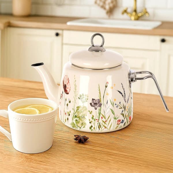 Vattenkokare i emaljerat stål, krämfärgad, 1,6 l