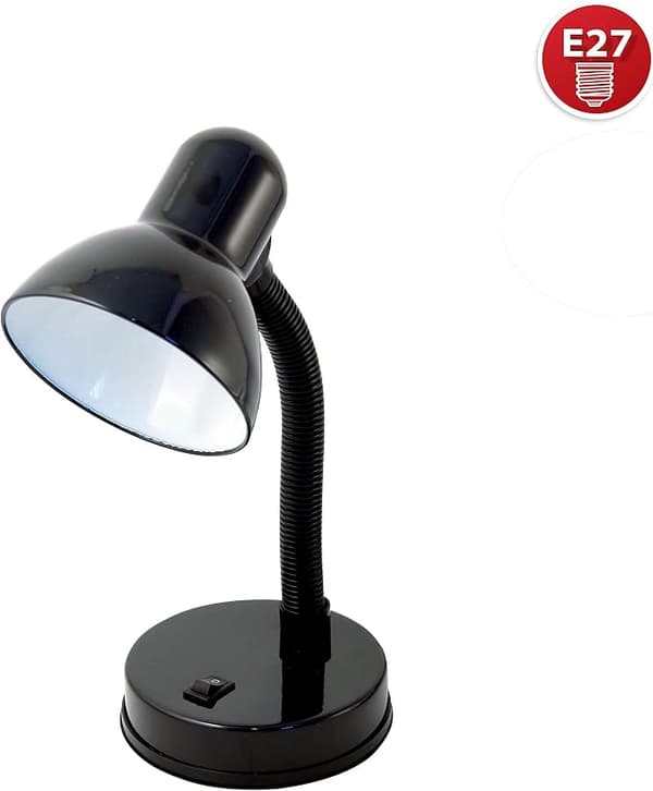 Clip-on lamp, Base for E27 bulb, LED compatible, Flexible arm, with