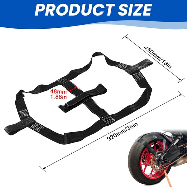 Motorcycle Towing Strap, Universal Accessory for Motorcycle Rear Wheel, 48mm Fastening Strap (Black)