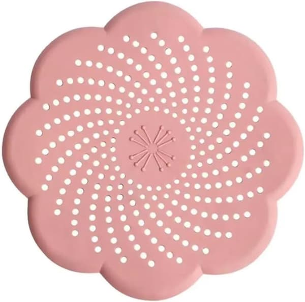 Blomsterformet silikon sluksil mesh vask sil anti-tette baderomstilbehør (rosa)