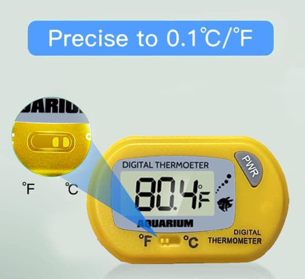 Akvarietermometer gul - LCD Digital Akvarietermometer med Sugpropp och Immersion Probe för Akvarium, Terrarium