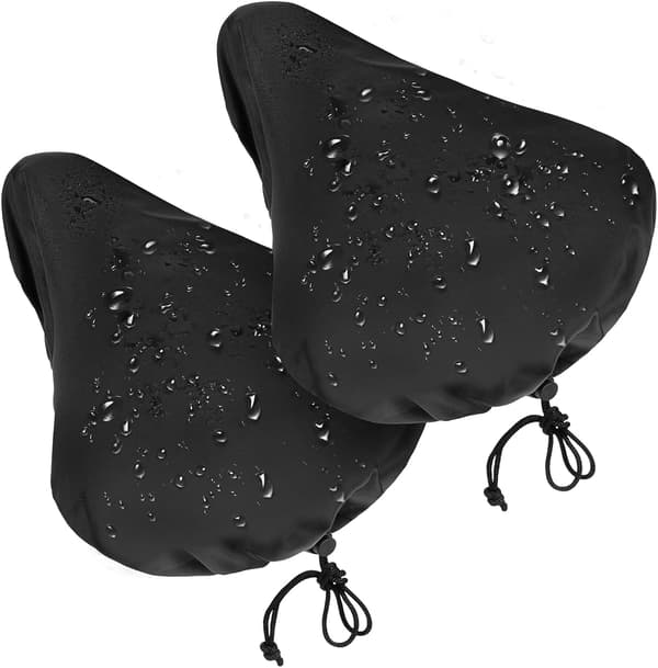 2-pack Waterproof Saddle Cover with Drawstring / Rain Cover for Bicycle Saddle Black Svart