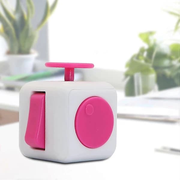 (Pow yeah!) Fidget Cube Stress- og Angstdæmpende Legetøj Perfekt til Voksne og Børn [Gaveidé] [Afslappende Legetøj] (Pink)