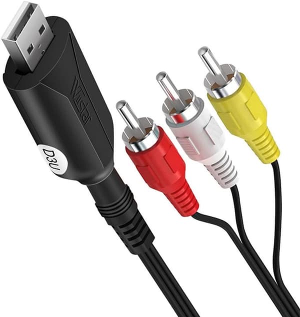 USB2.0 Videoopptakskabel, RCA til USB Capture Audio Video Grabber VHS DVD AV til Digital Converter