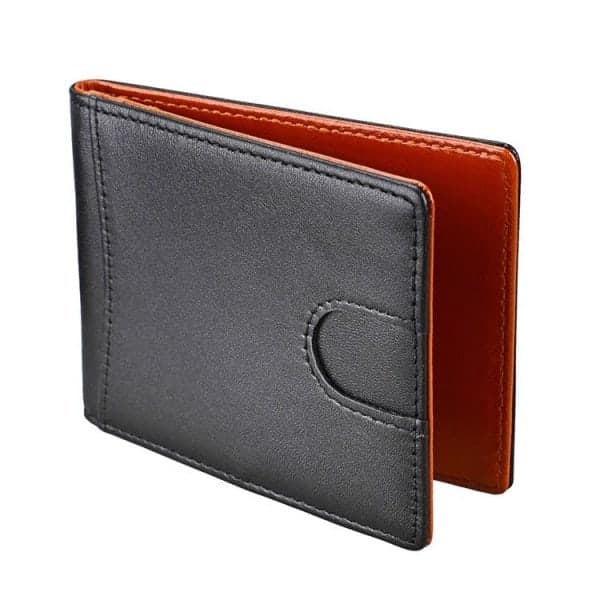 Black Genuine Leather Wallet with RFID Protection and Money Clip