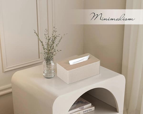 Servietboks Rektangulær PU Læder Ansigtsservietdispenser Boksholder til Toiletbord Badeværelsesindretning (Beige)