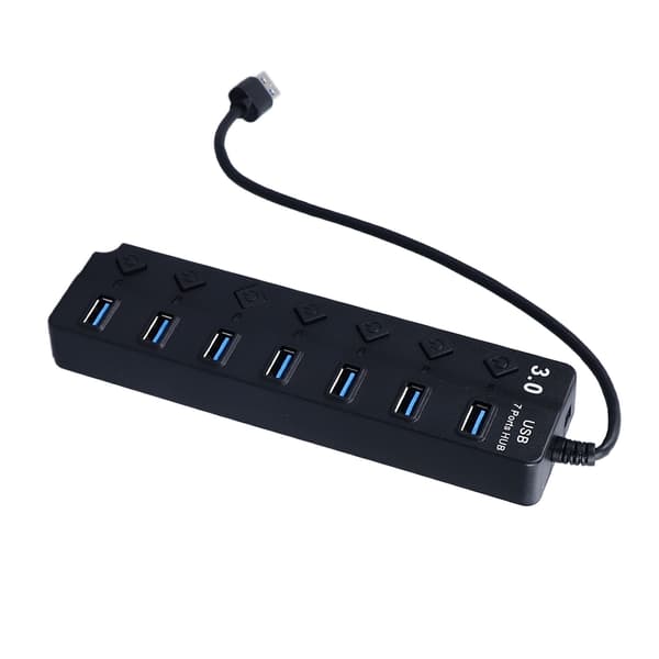 USB-C-hub med uafhængige afbrydere, kompakt 7-ports USB-datahub-splitter til bærbare computere, pc'er og mobile enheder