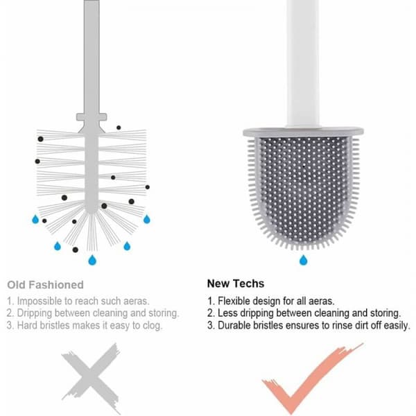 Silikon toalettbørste flat - Toalettbørste og holder, Anti-drypp