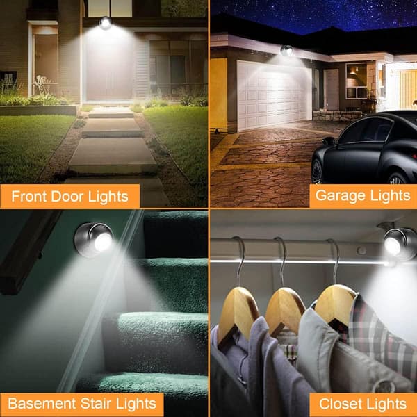 6000K Kallvit Rörelsesensor LED Vägglampa, Trådlös & Vattentät (2-pack) [JUN]