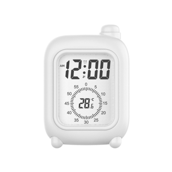Small Travel Alarm Clock - Rechargeable with Visual Timer for Focused Study White White White