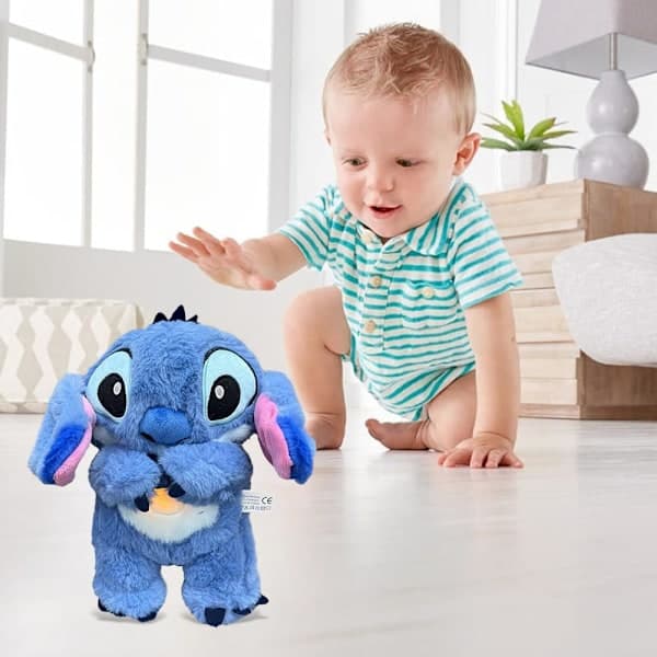 Beroligende Stitch Plysjleketøy med Pustende Bevegelse for Søvn[JUN] blå blue