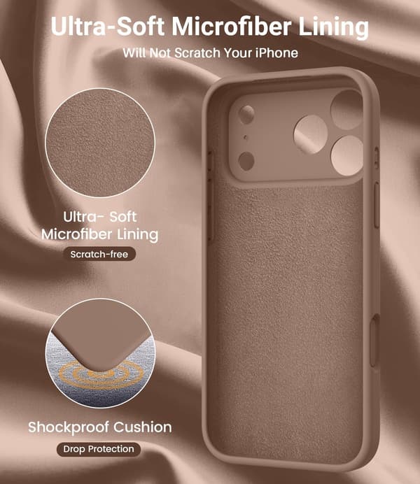 Slankt MagSafe-kompatibelt deksel til iPhone 17 Pro Max | Myk silikon[JUN] iPhone 17 Pro Max lysebrun marron clair iPhone 17 Pro Max