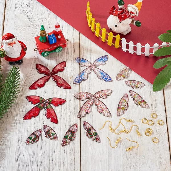 12 par julevingeøreringe charms sæt med sommerfuglevinge smykkefund til kvinder, der laver julepynt