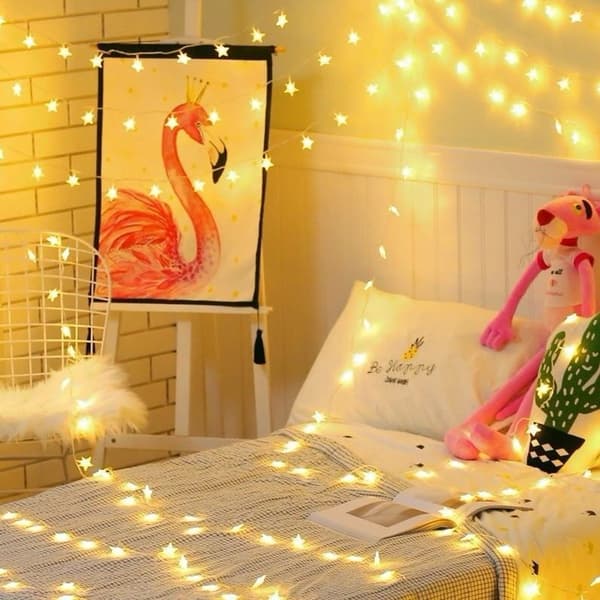 LED-stjernelys, batteri+USB dobbelt brug 10 meter 80 lys Lille