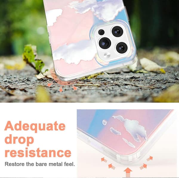 Crystal Clear Slim Case Compatible with iPhone 14 6.1 \" 2022, Durable Protective Cover with Cloud Aesthetic[JUN]