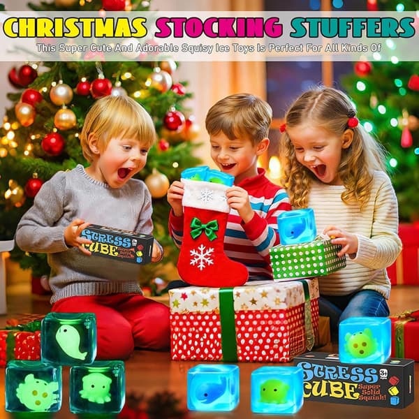 Selvlysende blæksprutte Squishy Stresskube, Sensorisk Fidget-legetøj til lindring af autisme og angst, Påskekurvfyld Octopus2 Octopus2