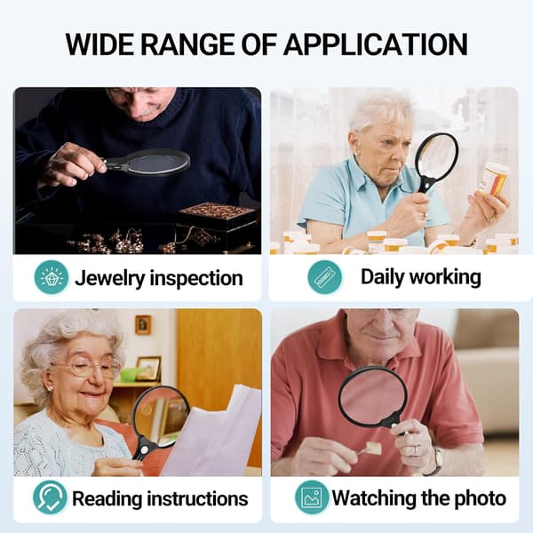 Magnifying Glass with Light, 5.5 inch Large Magnifier 2x 4x 25x Zoom