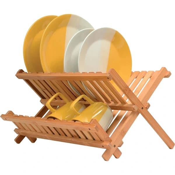 (pow yeah!) Compact and Foldable Bamboo Wood Dish Rack