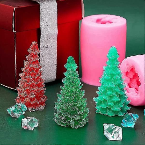 3D Juletræsformet silikoneform lysform til chokolade, sæbe, kage, fondant og slik til juledekoration
