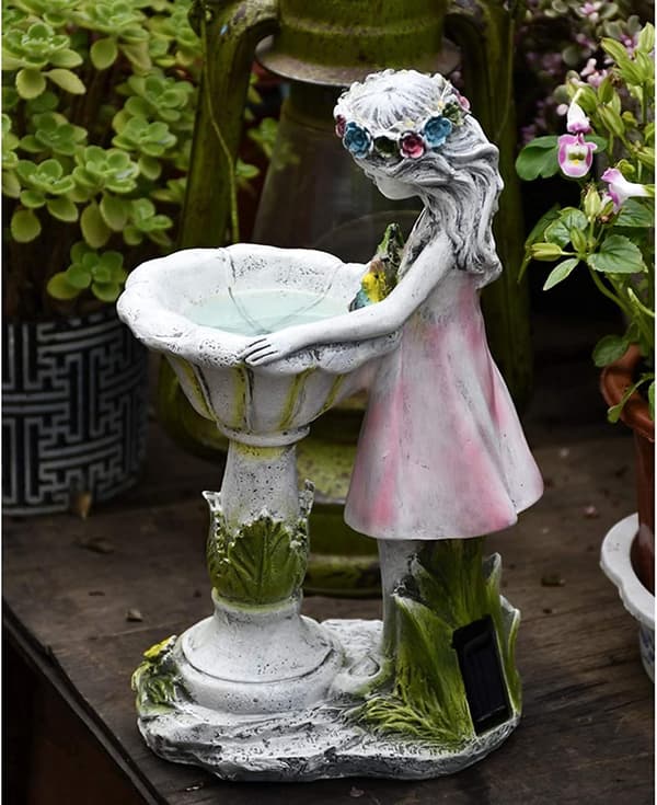 Havedekoration - Stor solcellelampe - Have - Blomsterfe - Ga
