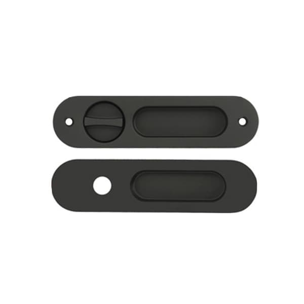 Flush Sliding Door Handle Set - Embedded Lock Body Handle for Interior Doors Black Black 120