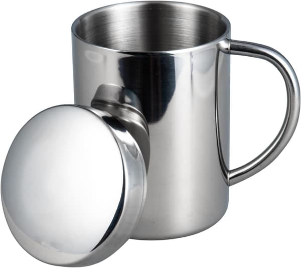 Campingmugg Kaffemugg Kopp Dubbelväggig Rostfritt Stål Drickmugg med Lock för Hemma Kontor Camping Picknick (400ml)