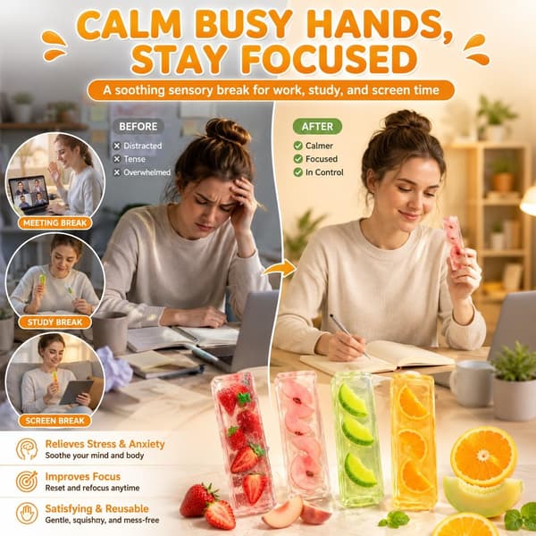Strawberry Ice Cube Squeeze Toys, Realistic Clear Fruity Squeeze Block Strawberry Strawberry