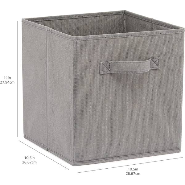 Foldable Fabric Storage Cube/Organizer with Handles, 6-Pack, Solid Gray, 10.5 x 10.5 x 11 inches