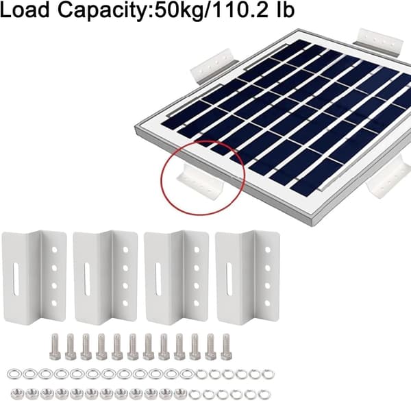 Z-braketter 4-pakning montering og muttere aluminium for solcellepaneler med skruer bobiler