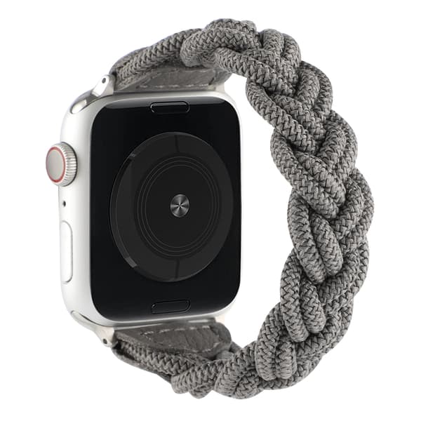 Gråt, vævet 38mm 40mm 41mm elastisk armbånd iWatch serie SE/8/7