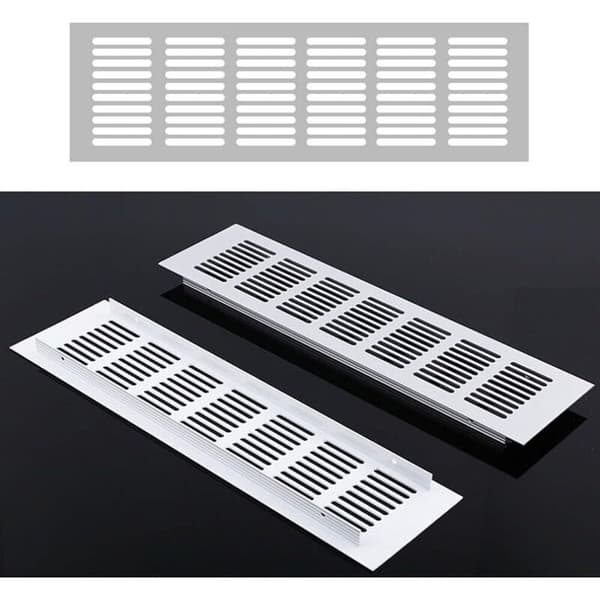 2-piece ventilation grilles, rectangular ventilation grilles, aluminum ventilation grilles, 80x250 mm external ventilation grilles, white