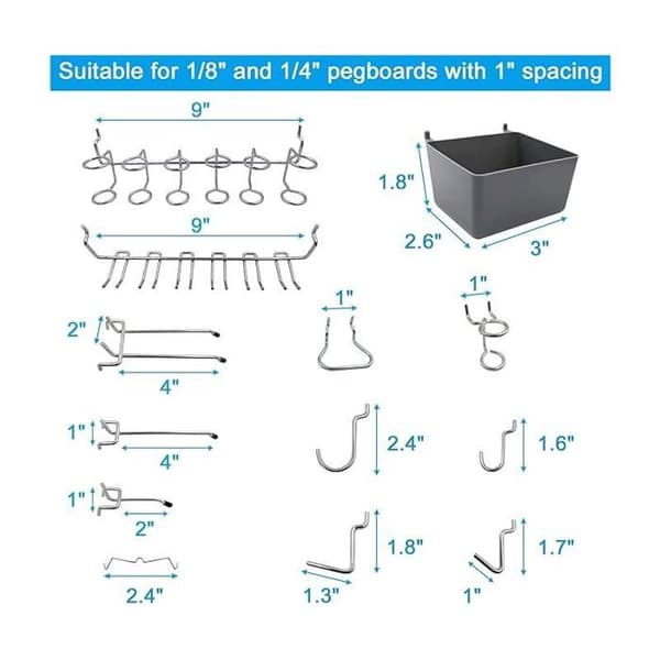 Pegboard Tool Holder with Hooks, Bins, Locks, Pegs, for Organizing Various Tools, 80 Hooks Odipie