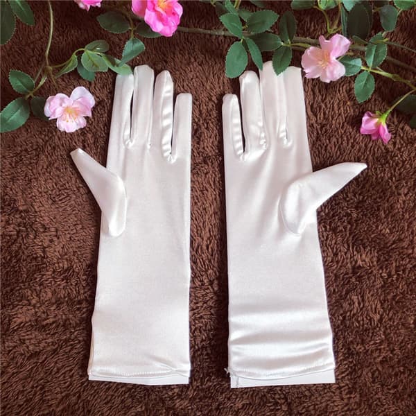 Sateng Dobbel Rosett Hansker Bryllupstilbehør Elegante Dame Brudehansker