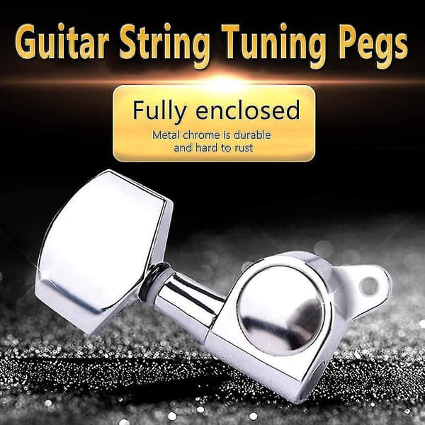 6 st Gitarrsträngstämskruvar 3l3r Kromstämmare Gitarrmekanikhuvuden för Elgitarr Cy