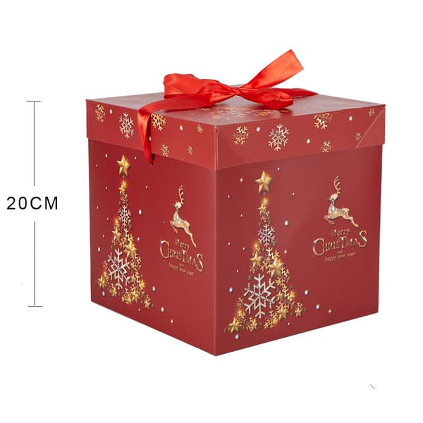 Röd julklappsask med band - presentförpackning, 3 storlekar (1