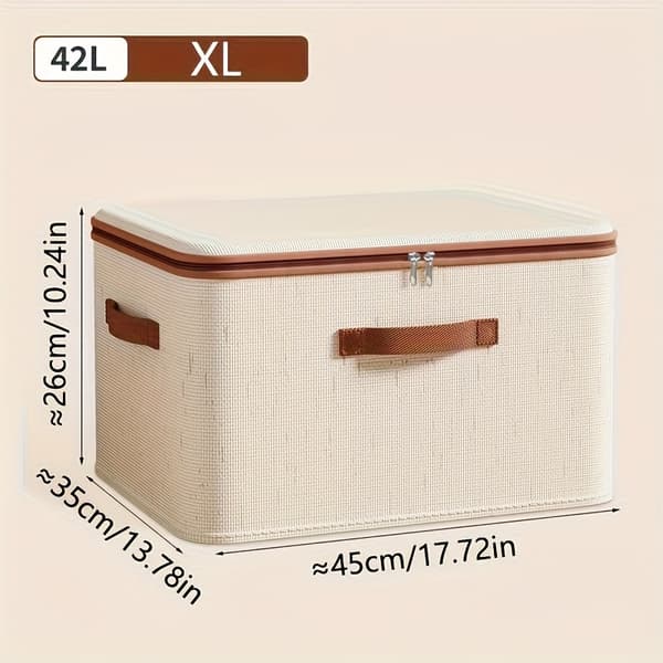 Foldable Under Bed Storage Box with Lid - Fabric Organizer for Clothes and Bedding 【Beige】 2XL 2XL 【Beige】
