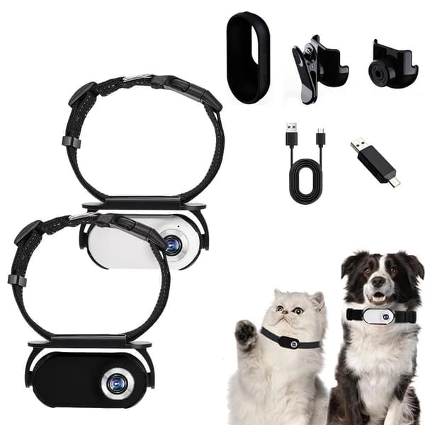 4K Dog/Cat Camera, HD 1080P Dog Collar Camera Mini Body Camera A[JUN] white onesize white onesize