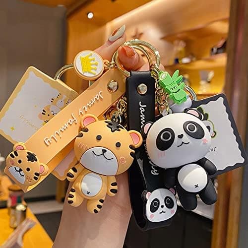 Creative Cute Kawaii Tiger Panda Dinosaur Design Pendant Keychain Keyrings