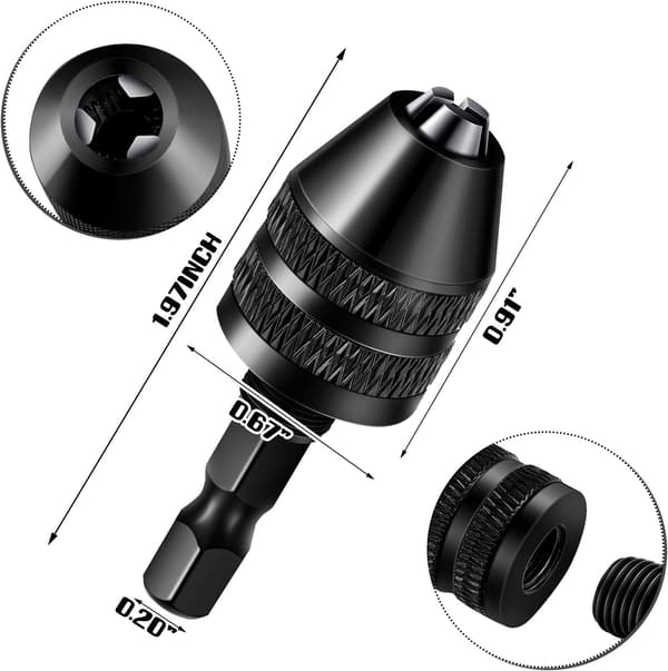 Borepatronadapter Nøkkelfri 1/4 Tommers Sekskantet Skaftpatron, 2 Stk item_package_quantity