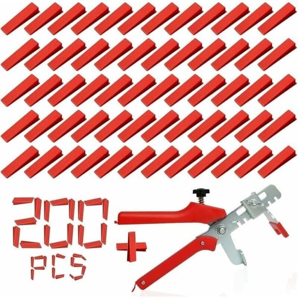 Flisutjevningssystem for keramiske veggverktøy (200 kiler + 1 tang)