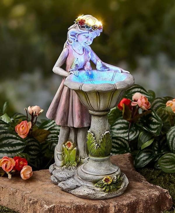 Hagedekorasjon - Stor solcellelampe - Hage - Blomsterfe - Ga