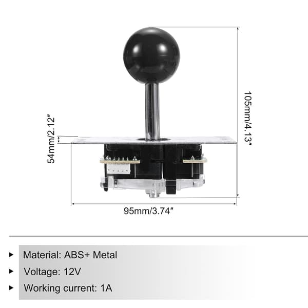 PC Joystick DIY Kit Arkadespil Dele Knap ABS 5 Pin til Klassisk Sort - Sort Black