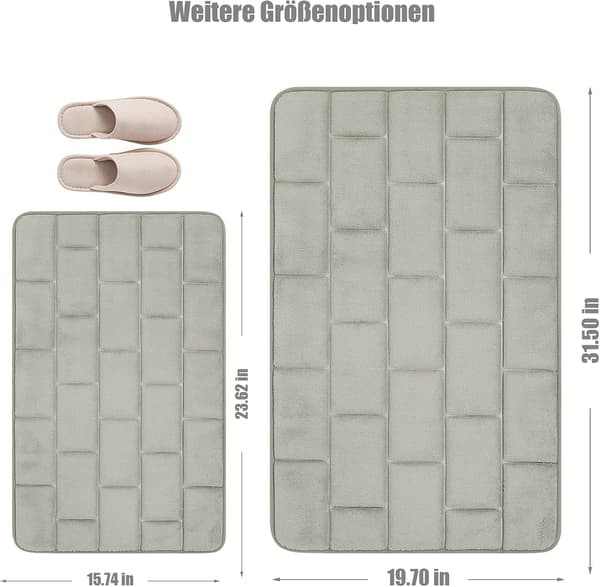 Sklisikker baderomsmatte i minneskum, absorberende baderomstepper vaskbar bad